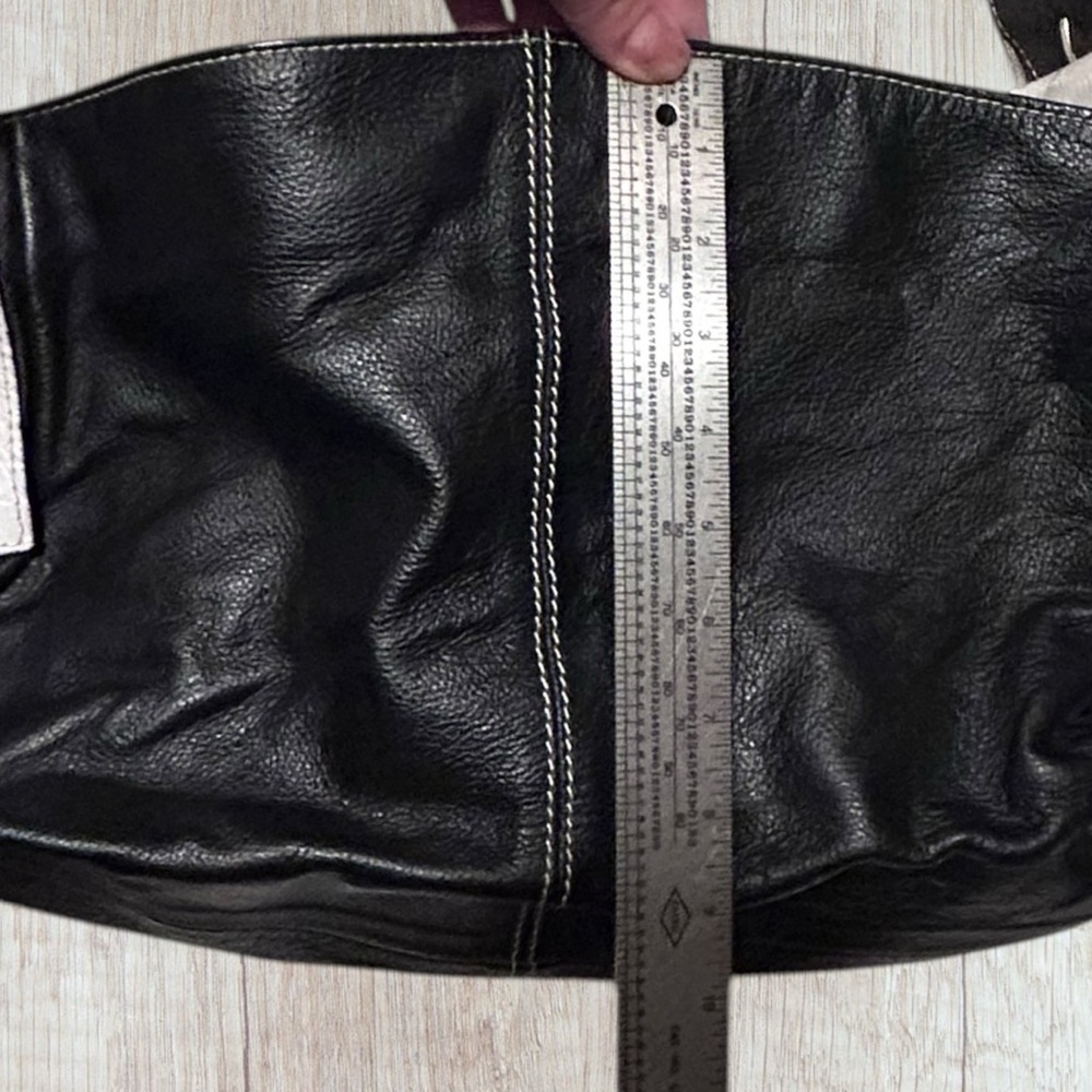 Pulicati Italia Purse Color Block Black White Leather Shoulder 3 Compartments - Picture 12 of 13